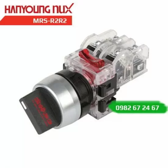 Công tắc xoay Hanyoung MRS-R2R2 - viền nhôm, 2 vị trí