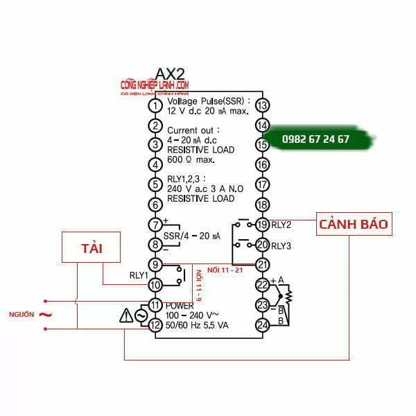 Sơ đồ đấu nối điện AX2-1A