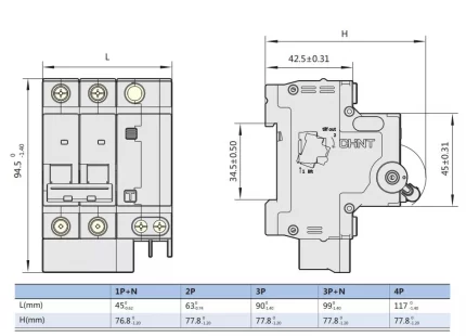 Bản vẽ kích thước Chint NXBLE-32