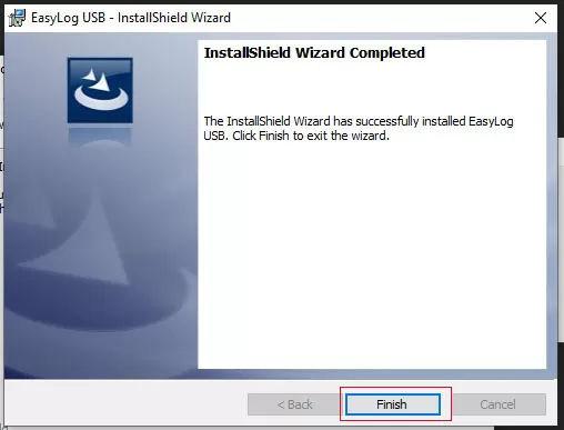 Click "Finish" - Quá trình cài đặt phần mềm EasyLogUSB đã hoàn tất