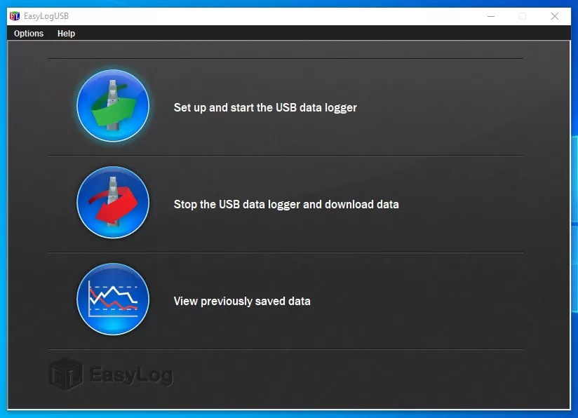 Màn hình đầu tiên của phần mềm EasyLogUSB