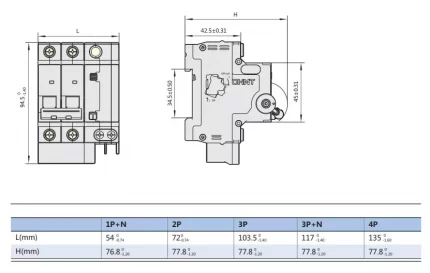 Bản vẽ kích thước CHINT NXBLE-63 series