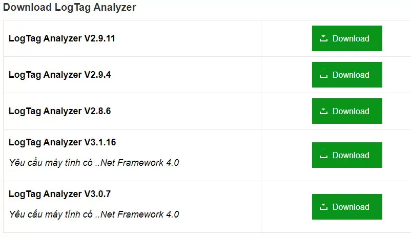 Tải phần mềm LogTag Analyzer