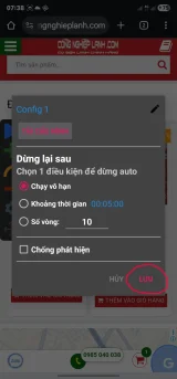Lưu lại cấu hình đã thiết lập để lần sau sử dụng