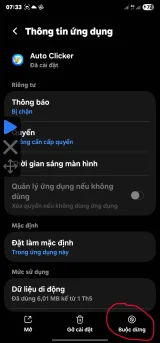 Nhấn "Buộc dừng"