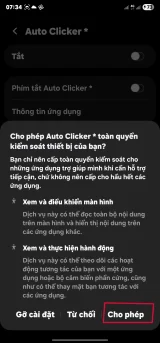 Xác nhận "Cho phép" lần nữa để hoàn tất cấp quyền