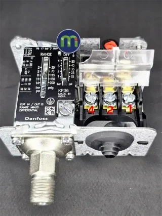 Các tiếp điểm trên Danfoss KP36 được đánh số