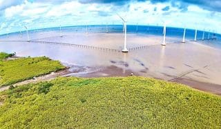 Điện gió ngoài khơi tỉnh Cà Mau.Ảnh: Phạm Đông