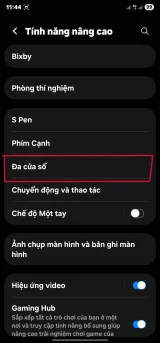 Tiếp tục nhấn Đa cửa sổ