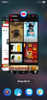 Đã mở 2 ứng dụng: Youtube và Chrome
