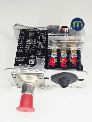 Lắp đặt Danfoss KP5, KP5A, KP6, KP6A, KP7 Các tiếp điểm được đánh số