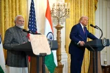 Thủ tướng Ấn Độ Narendra Modi và Tổng thống Mỹ Donald Trump tại Nhà Trắng ngày 13/2. Ảnh: AFP