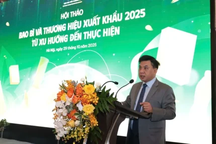 Xu hướng bao bì và thương hiệu xuất khẩu 2025 4 Ông Lê Hoàng Tài, Phó Cục trưởng Cục Xúc tiến thương mại (Bộ Công Thương) phát biểu tại hội thảo.