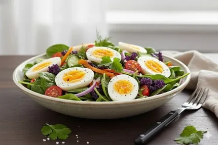 Gợi ý món ăn sáng từ trứng tốt cho người bị tiểu đường 1 Các món ăn sáng từ trứng như trứng luộc, salad trứng, trứng xào rau củ tốt cho người bị tiểu đường. Ảnh: Thảo Nhung