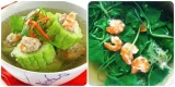 Canh khổ qua nhồi thịt và rau má nấu tôm là hai món canh thải độc gan rất tốt.