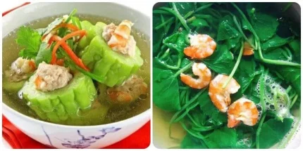 4 món canh thuần Việt, ăn thường xuyên hỗ trợ giải độc gan 1 Canh khổ qua nhồi thịt và rau má nấu tôm là hai món canh thải độc gan rất tốt.