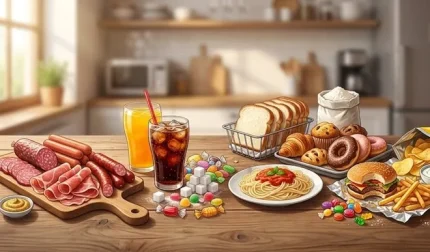 Một số loại thực phẩm tiềm ẩn nguy cơ gây tăng huyết áp và tích tụ cholesterol xấu. Ảnh tạo từ AI